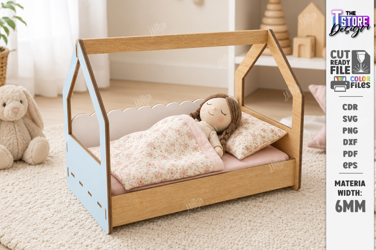 Doll Bed Laser Cut | Miniature Wooden Dollhouse Furniture
