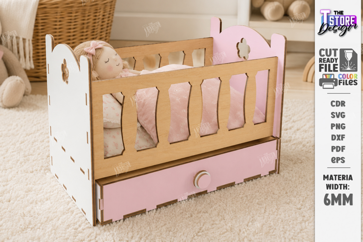Doll Bed Laser Cut | Miniature Wooden Dollhouse Furniture