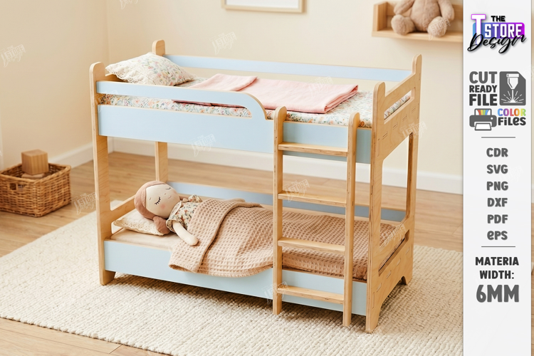 Doll Bed Laser Cut | Miniature Wooden Dollhouse Furniture