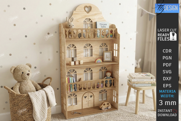 Dollhouse Shef Laser Cut | Kids Laser | Nursery SVG | House