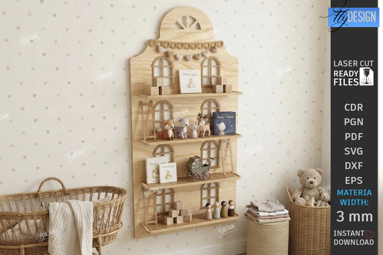 Dollhouse Shelf Laser Cut | Kids Laser | Nursery Wall Decor