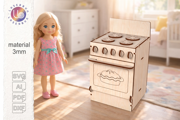 Dollhouse Gas Stove SVG Miniature Kitchen Appliance Laser