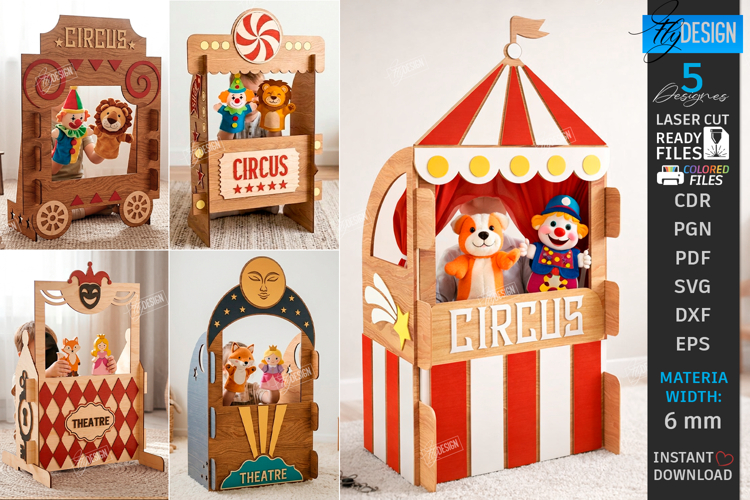 Puppet Theater Laser Cut Bundle | Kids Doll Theater SVG |CNC