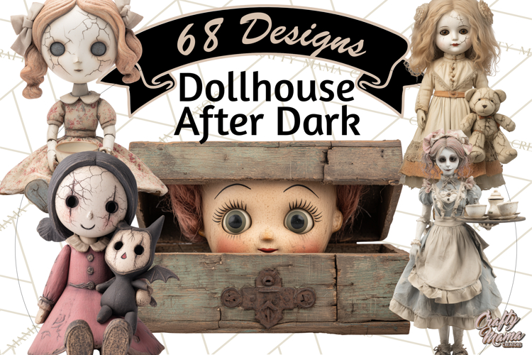 Haunted Dollhouse Clipart, Creepy Dolls, Spooky Tea Party