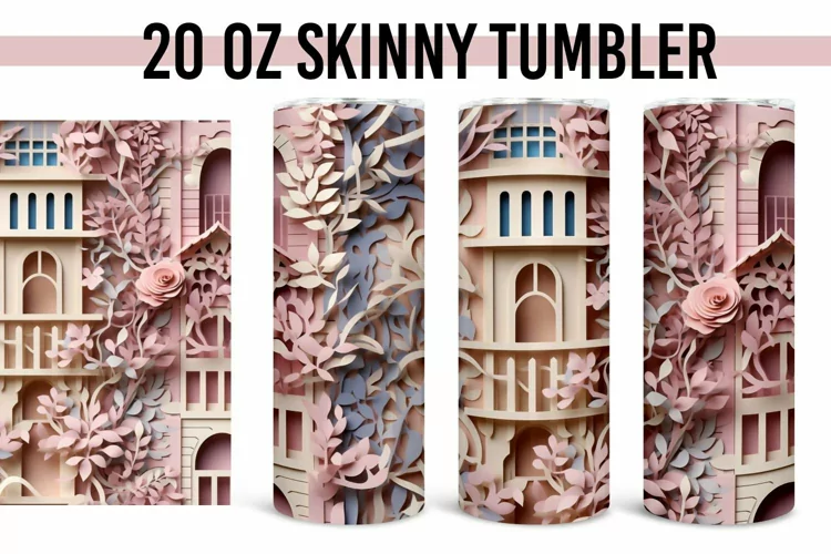 Seamless Paper Dollhouse - 20 oz Straight Tumbler PNG