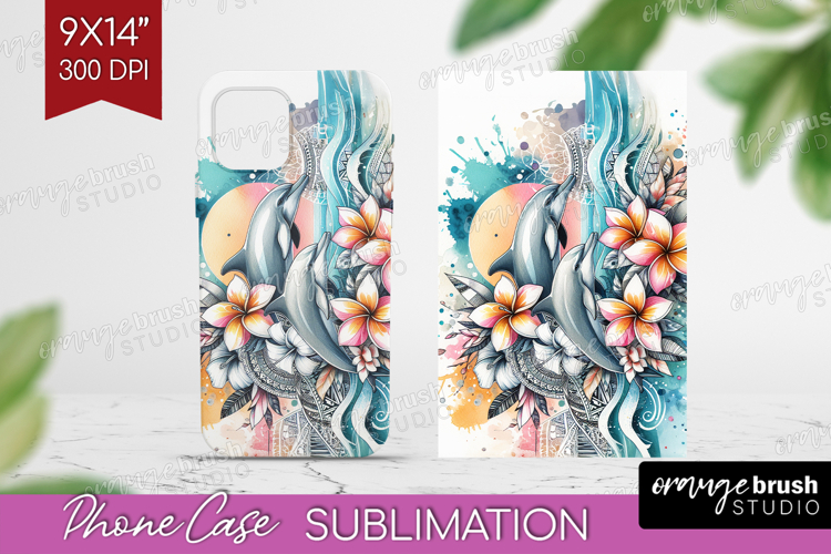 Dolphin Floral Phone Case PNG Tropical Case PNG Sublimation