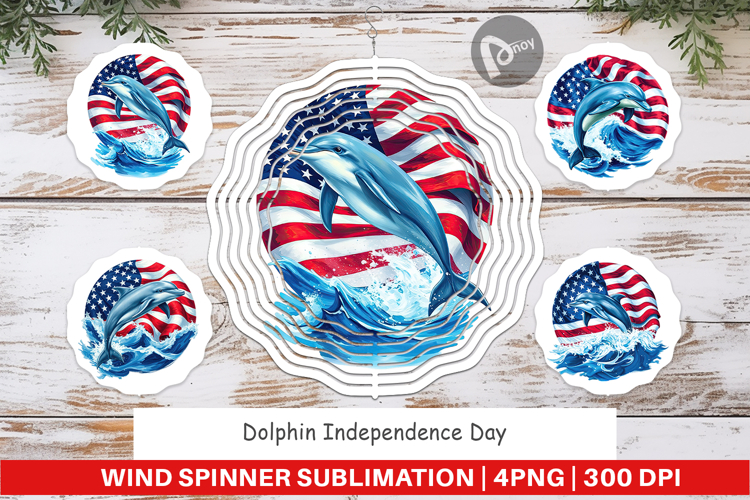 Wind Spinner Dolphin 4th of July