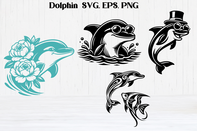 Cute dolphin SVG design | Sea animal silhouette SVG