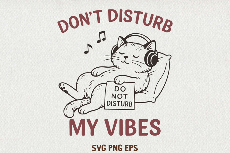 Sarcastic Cat Illustration Funny Lazy Line Art Kitty SVG PNG