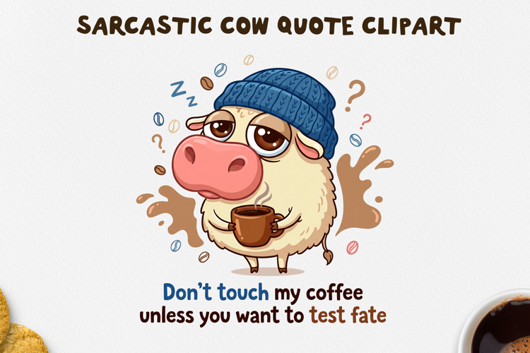 Sarcastic Cow PNG Sublimation Design.