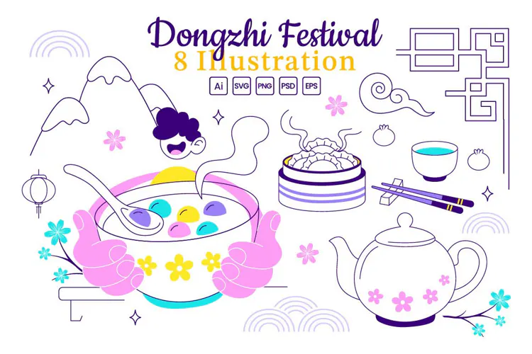 8 Dongzhi Festival Vector Illustration
