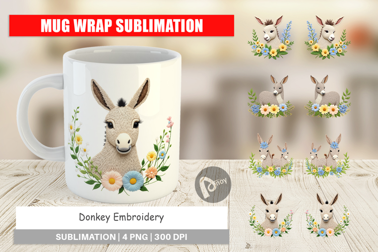 Mug Wrap Donkey Embroidery