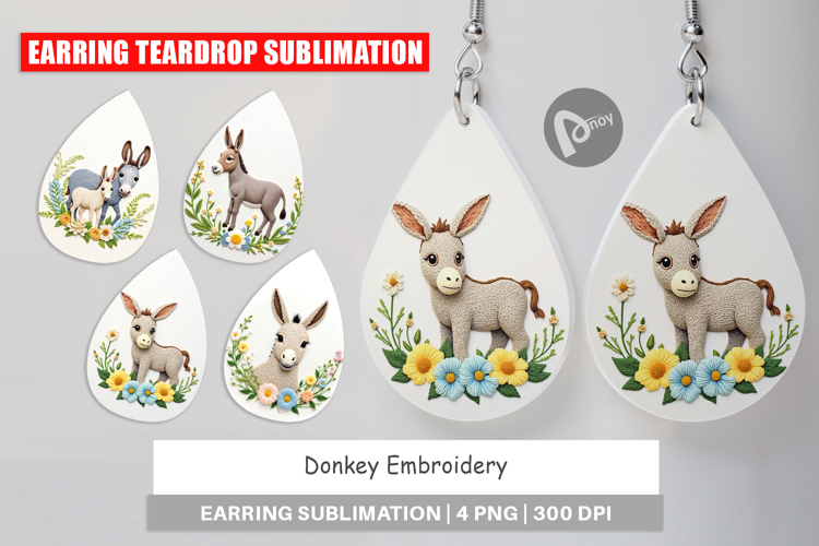 Earring Donkey Embroidery