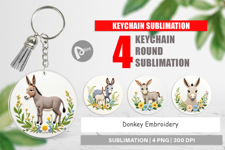 Keychain Donkey Embroidery