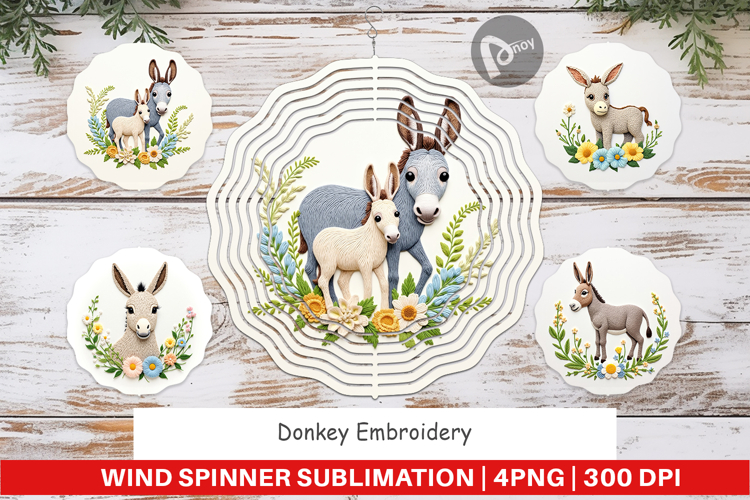 Wind Spinner Donkey Embroidery example image 1