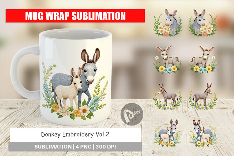 Mug Wrap Donkey Embroidery