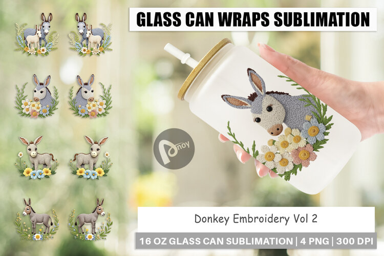 Glass Can Donkey Embroidery example image 1