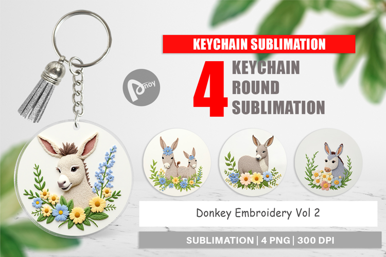 Keychain Donkey Embroidery