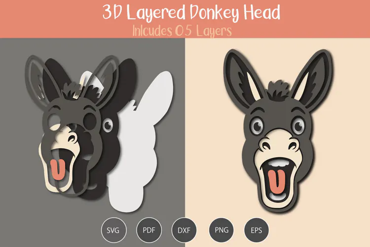 3d Layered Donkey Head