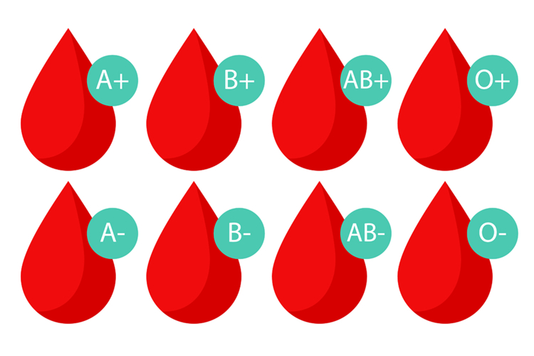8 Blood Group Type Icons: Medical Blood Drops with Rh Factor example image 1