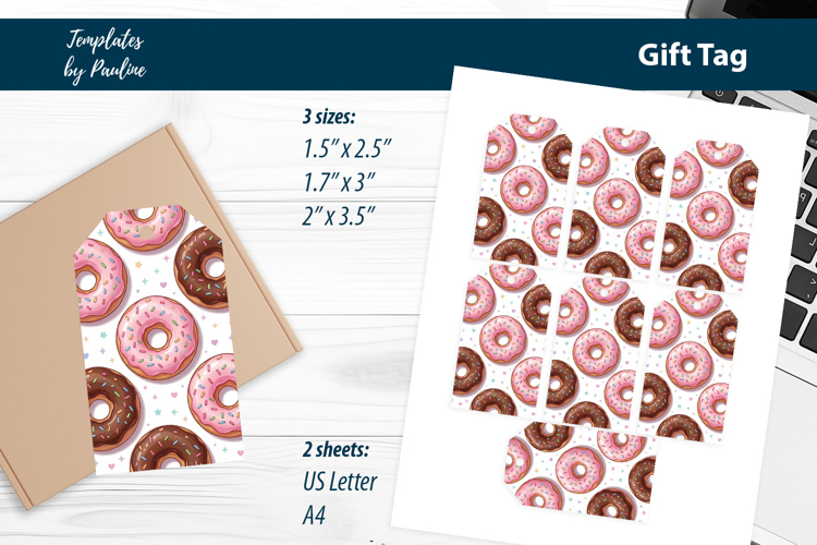 Donut Gift Tags Printable for Packaging Print and Cut