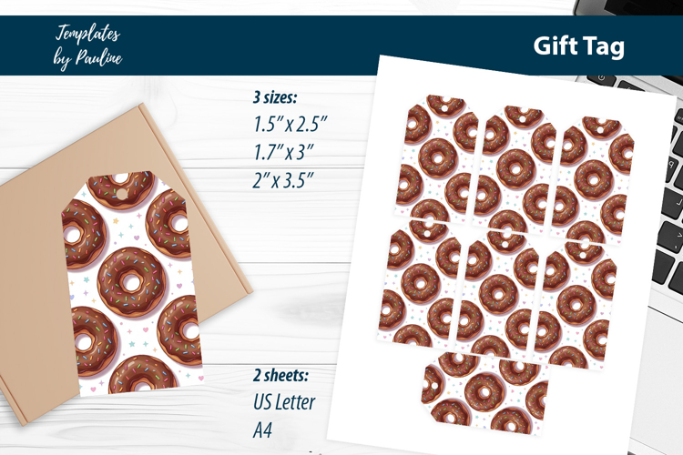 Donut Dessert Box Gift Tags Printable Print and Cut