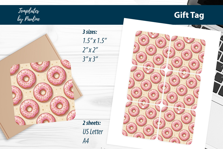 Donut Birthday Gift Tags Printable, Donut Party Favor Tags