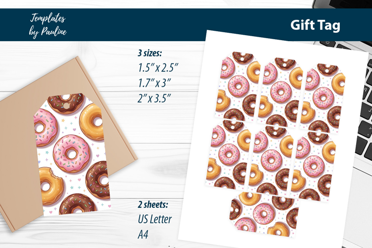 Donut Birthday Gift Tags Printable Print and Cut
