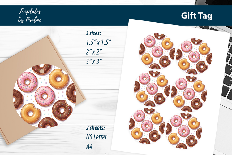 Donut Party Favor Tags, Kids Birthday Treat Tags