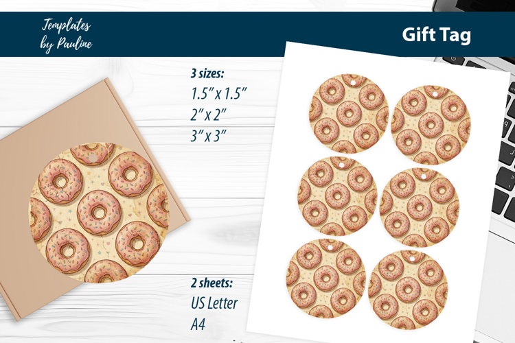 Donut Scrapbook Tags Printable, Donut Theme Ephemera
