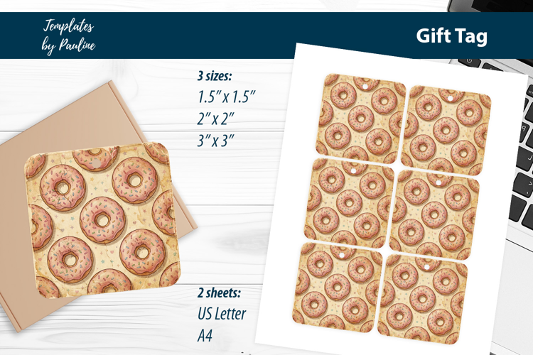 Donut Gift Tags Printable, Cute Wrapping Tags
