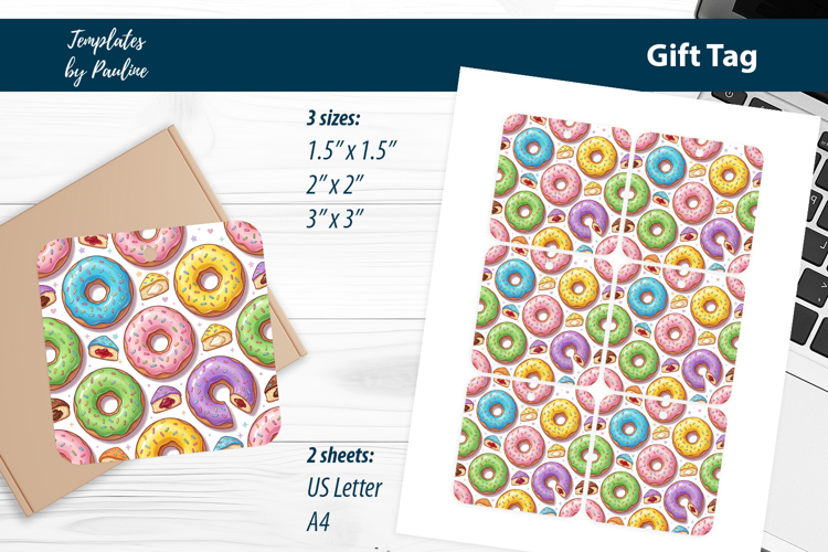 Printable Treat Tags, Donut Party Favor Tag Print and Cut