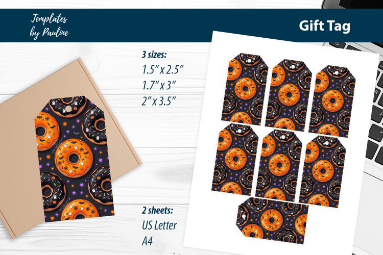 Donut Halloween Gift Tags Printable, Halloween Treat Tags