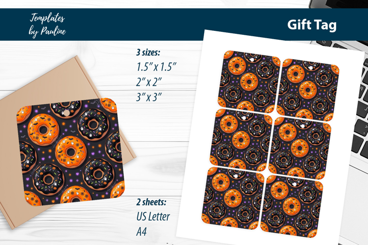 Donut Halloween Treat Tags Print and Cut