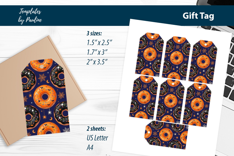 Halloween Treat Tags, Cute Donut Halloween Gift Tags