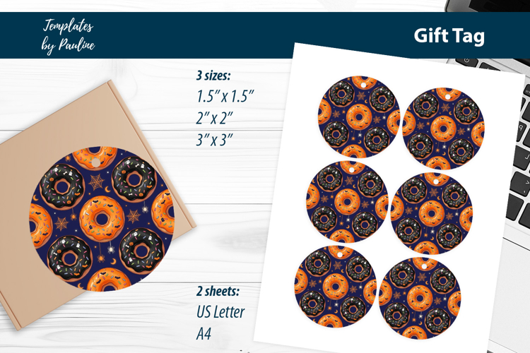 Cute Donut Halloween Gift Tags Print and Cut