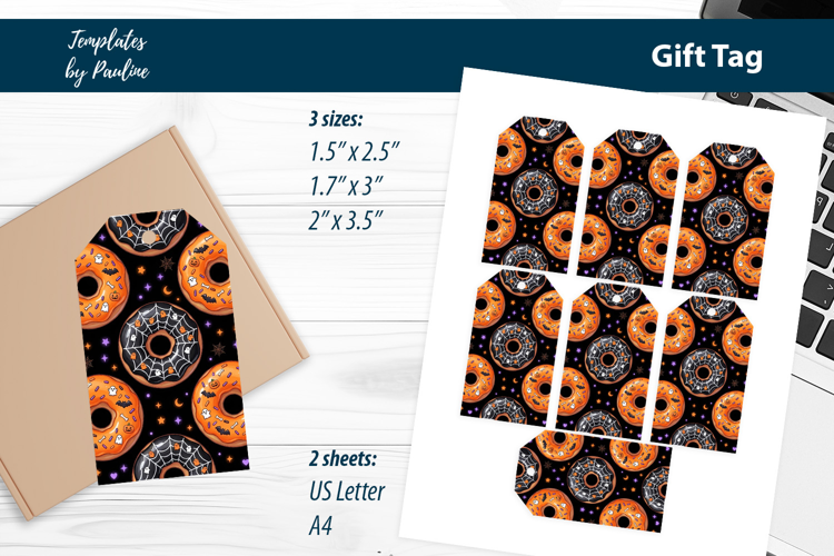 Donut Halloween Gift Tags Printable, Halloween Treat Tags