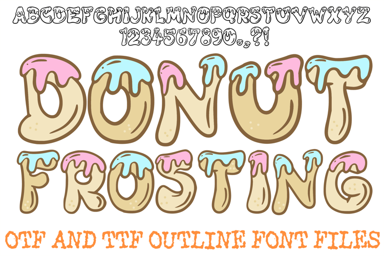Donut Frosting Alphabet Font Lettering ABC Melting OTF TTF