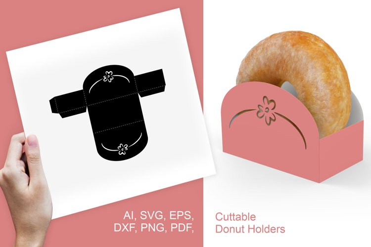 Donut Holder with Flower SVG Paper Cut Template