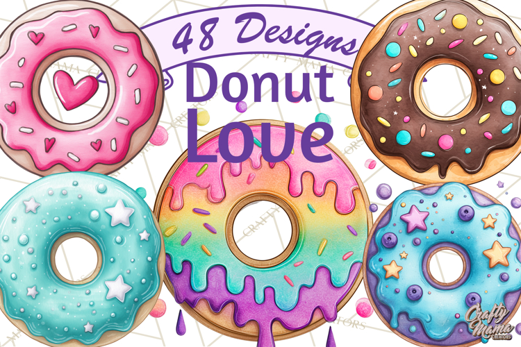 Whimsical Donut Doodle Clipart Cute Frosted PNG, Sweet Treat