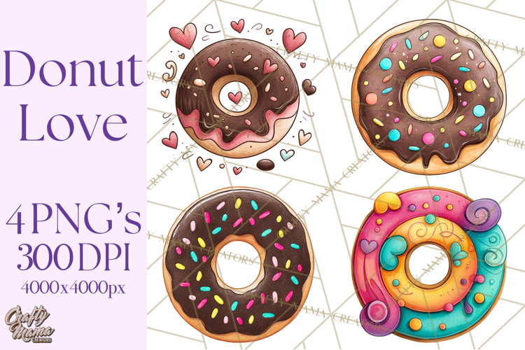 Whimsical Donut Doodle Clipart Cute Frosted PNG, Sweet Treat