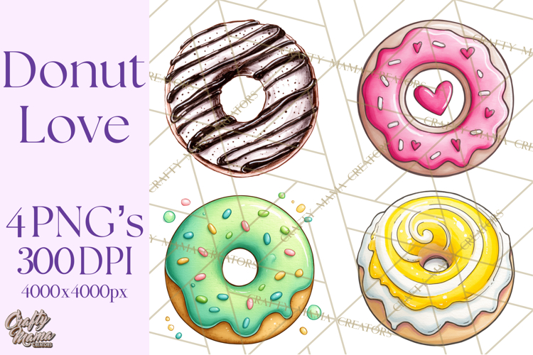 Whimsical Donut Doodle Clipart Cute Frosted PNG, Sweet Treat