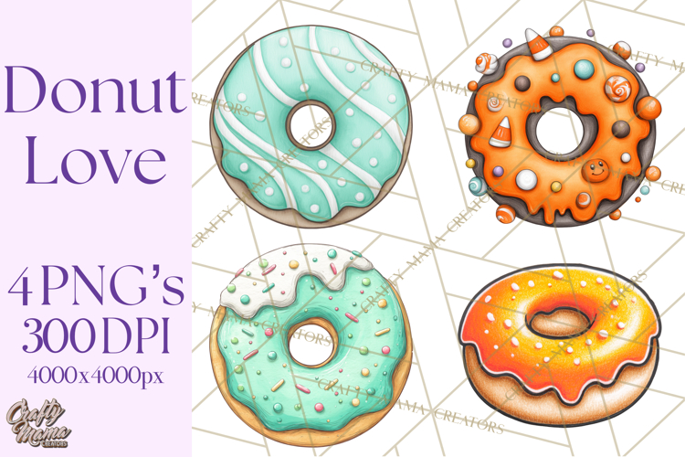 Whimsical Donut Doodle Clipart Cute Frosted PNG, Sweet Treat