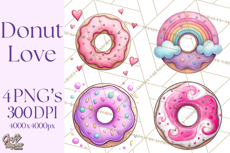 Whimsical Donut Doodle Clipart Cute Frosted PNG, Sweet Treat