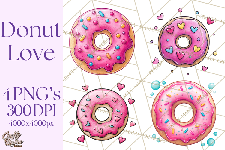 Whimsical Donut Doodle Clipart Cute Frosted PNG, Sweet Treat