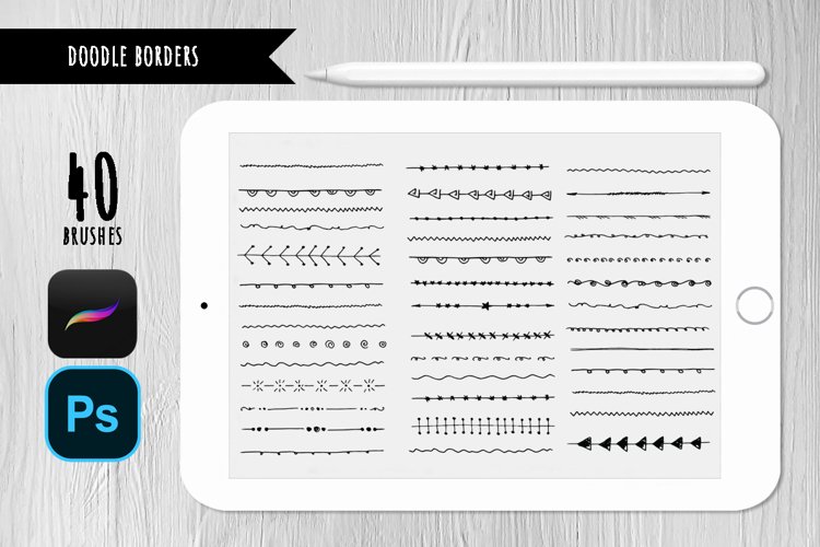 Doodle borders stamp brushes for Procreate