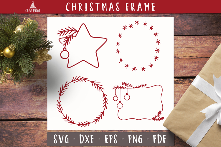 Doodle Christmas Frame SVG Festive Border Wreath