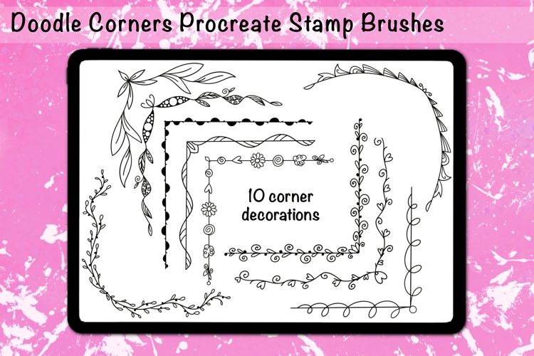 Doodle Corner Decorations Procreate Stamps