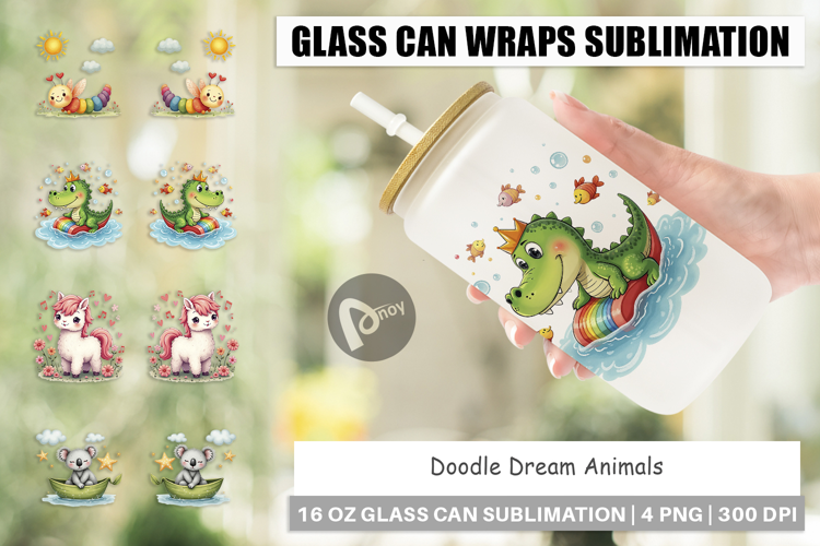 Glass Can Doodle Dream Animals