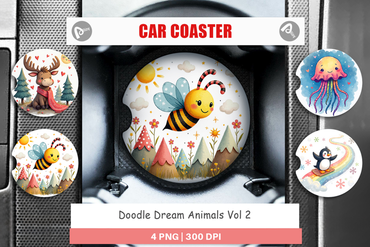 Car Coaster Doodle Dream Animals